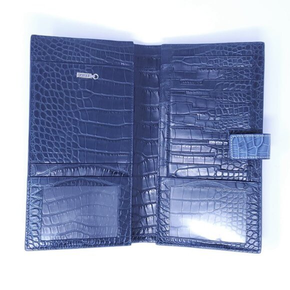 ZILLI Voyageur Wallet in Cornflower Blue Matte Crocodile - Picture 5 of 9